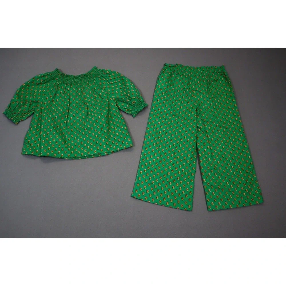 Polo Ralph Lauren Girl's Floral Smocked Cotton Top‎ and Pant Set Size 5